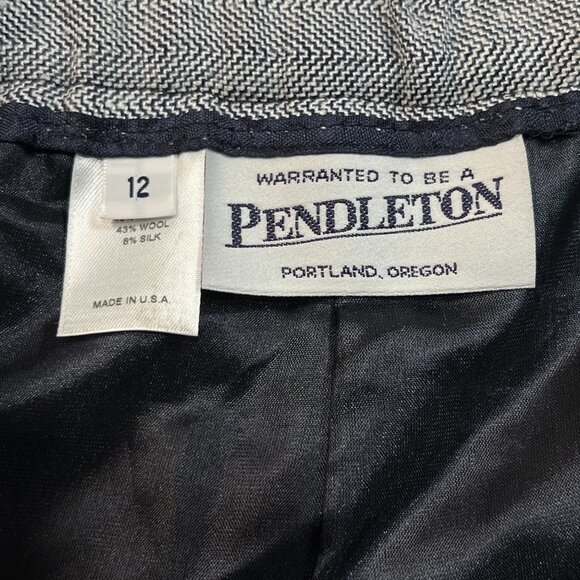 Pendleton Herringbone Womens 12 Herringbone Pants Gray Wool Silk USA Made Dress - Picture 4 of 12